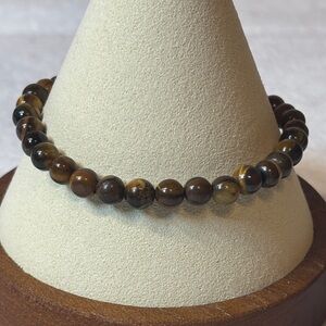 6mm Genuine Tigers Eye Gemstone Bracelet 7.5”